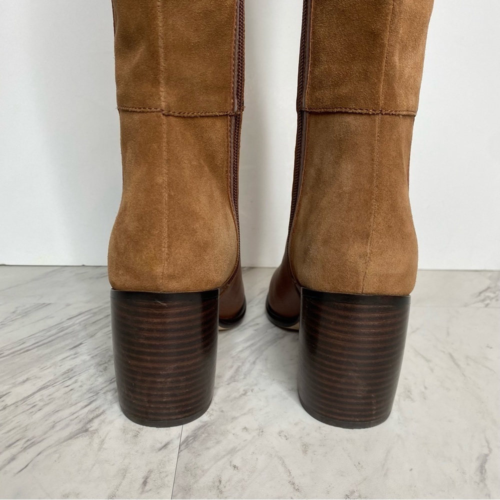 Paige Caroline Brown Leather Suede Heeled Knee High Boot 9 - Picture 4 of 16
